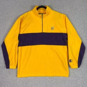 Vintage Starter Sweater Mens M 1/4 Zip Pullover Fleece NFL Minnesota Vikings